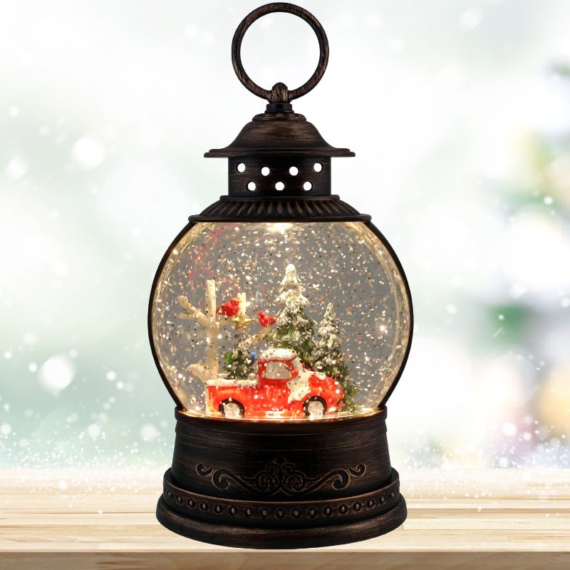 Red Truck Fishbowl Glitter Lantern